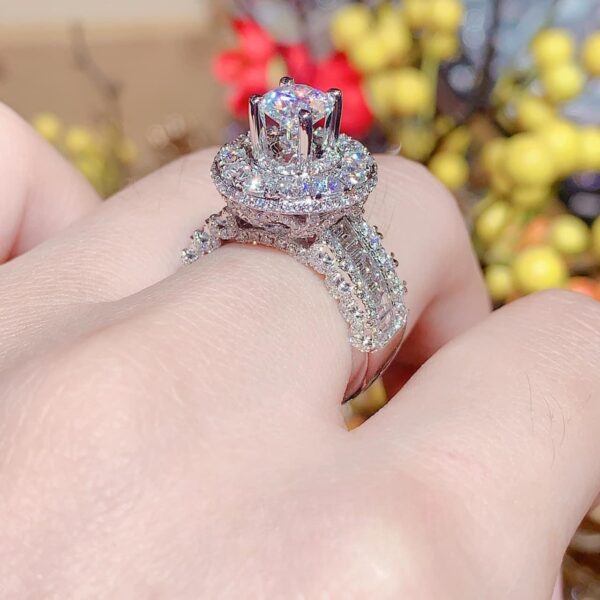 Nhẫn Moissanite nữ kiểu dáng Halo 8li1 full Moissanite (N713819) - Hình ảnh 5