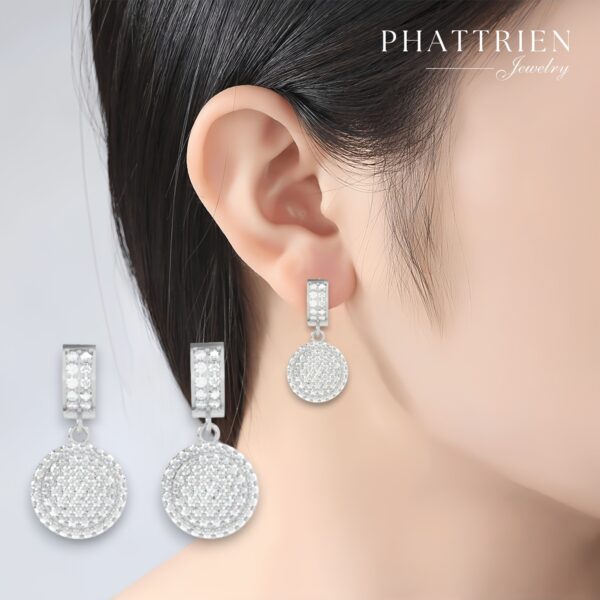 Bông tai kim cương Moissanite nữ kiểu dáng tròn (B46609)