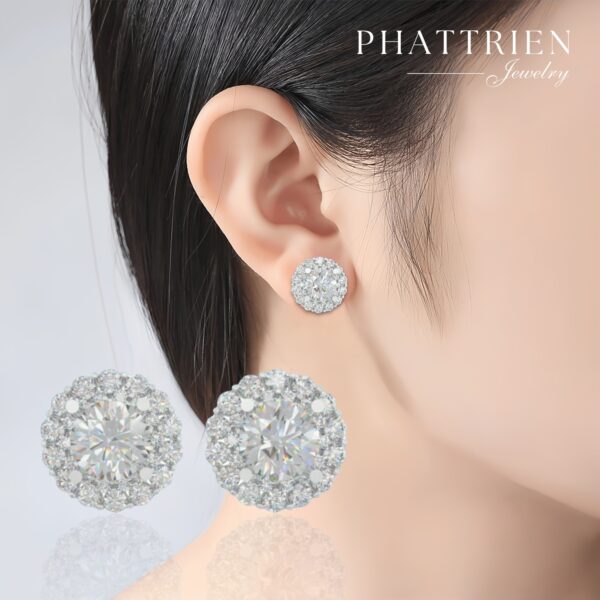 Bông tai kim cương Moissanite nữ cao cấp kiểu hoa mai (B56299)