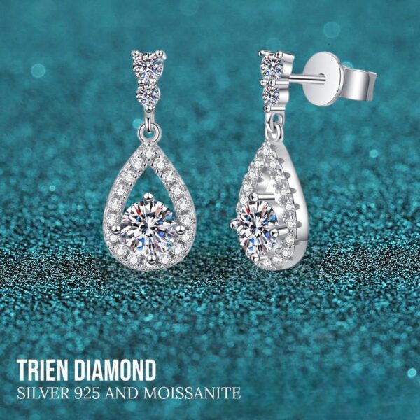 Bông tai kim cương Moissanite nữ kiểu dáng giọt nước (B62948) - Hình ảnh 3
