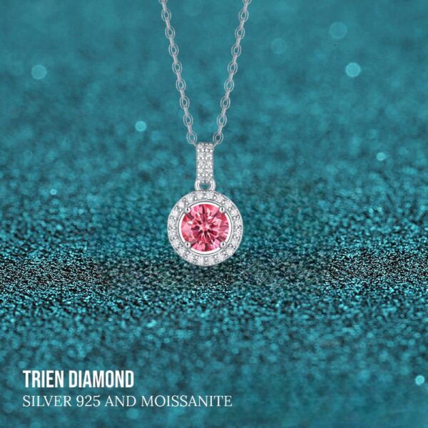 Dây chuyền kim cương Moissanite nữ hồng tím cao cấp