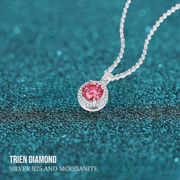 Dây chuyền kim cương Moissanite nữ hồng tím cao cấp - Hình ảnh 3