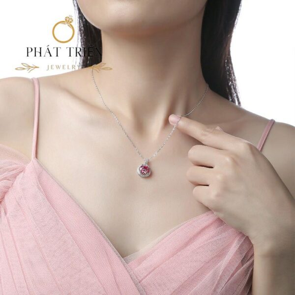 Dây chuyền kim cương Moissanite nữ hồng tím cao cấp - Hình ảnh 2