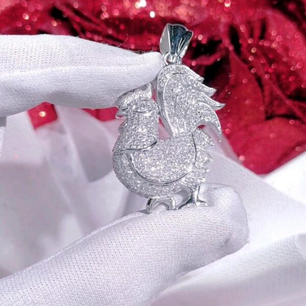 Mặt dây chuyền kim cương Moissanite nữ kiểu dáng con gà - Hình ảnh 3