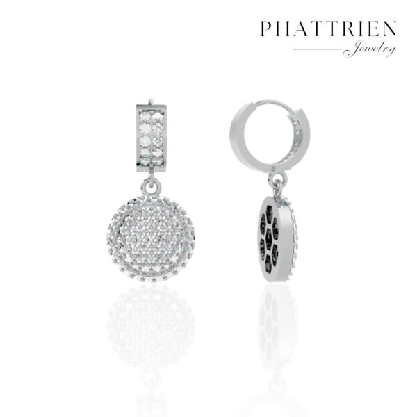 Bông tai kim cương Moissanite nữ kiểu dáng tròn (B46609) - Hình ảnh 3