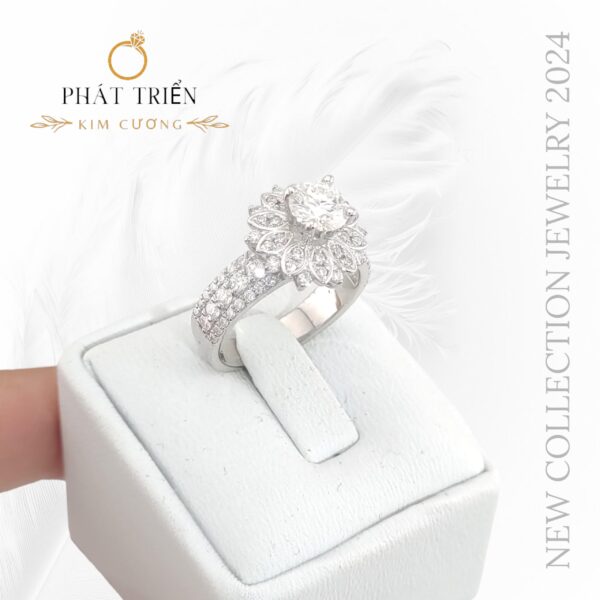 Nhẫn Moissanite nữ full moi hoa mai sang trọng (N56069)