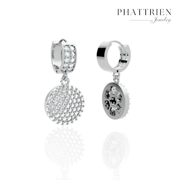Bông tai kim cương Moissanite nữ kiểu dáng tròn (B46609) - Hình ảnh 4