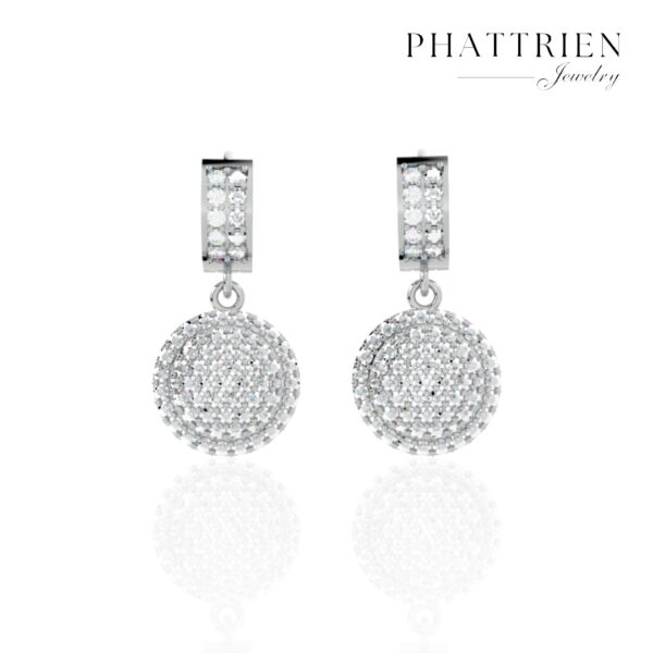 Bông tai kim cương Moissanite nữ kiểu dáng tròn (B46609) - Hình ảnh 2