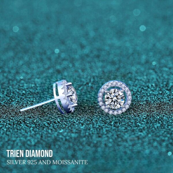 Bông tai kim cương Moissanite nữ cao cấp (B92813) - Hình ảnh 2