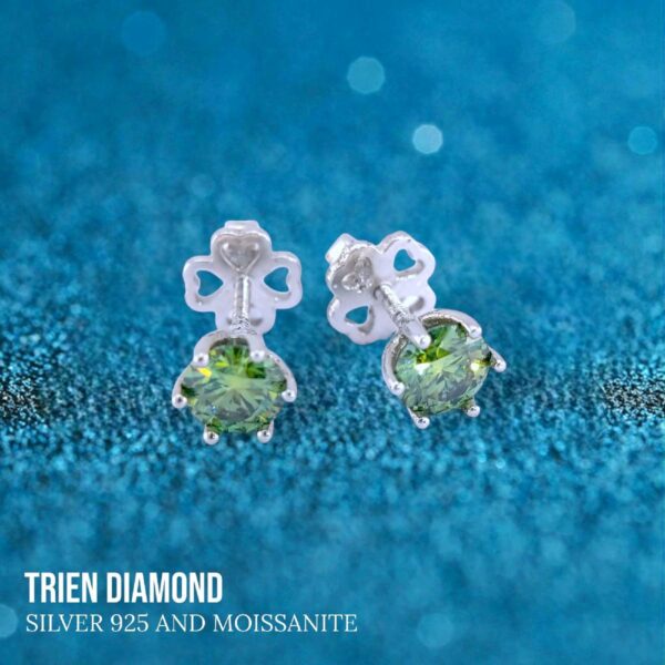 Bông tai kim cương Moissanite nữ cao cấp xanh lá (B56448)