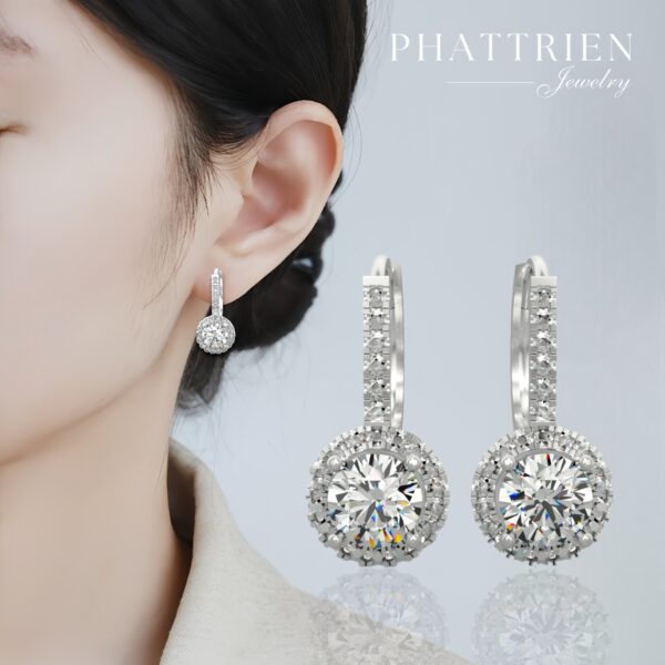 Bông tai kim cương Moissanite GRA nữ cao cấp (B45889)