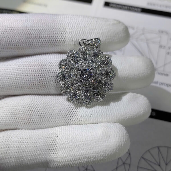 Mặt dây chuyền full Moissanite 5li4 kiểu hoa (M714415)