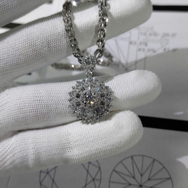 Mặt dây chuyền full Moissanite 5li4 kiểu hoa tia (M711798)