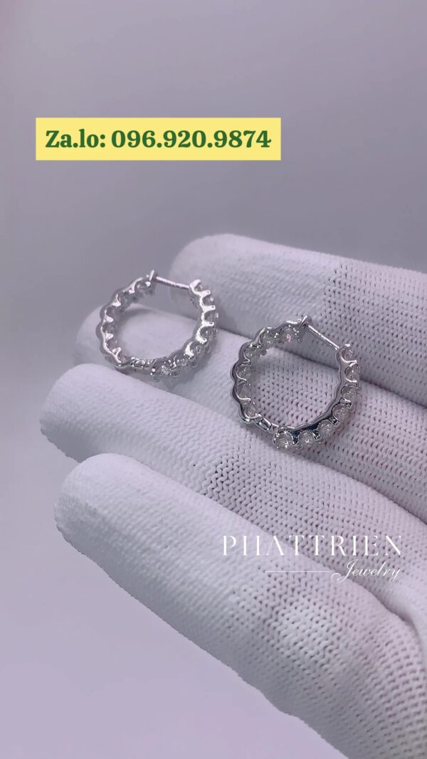 Bông tai kim cương Moissanite GRA khoen 3li (B85501)