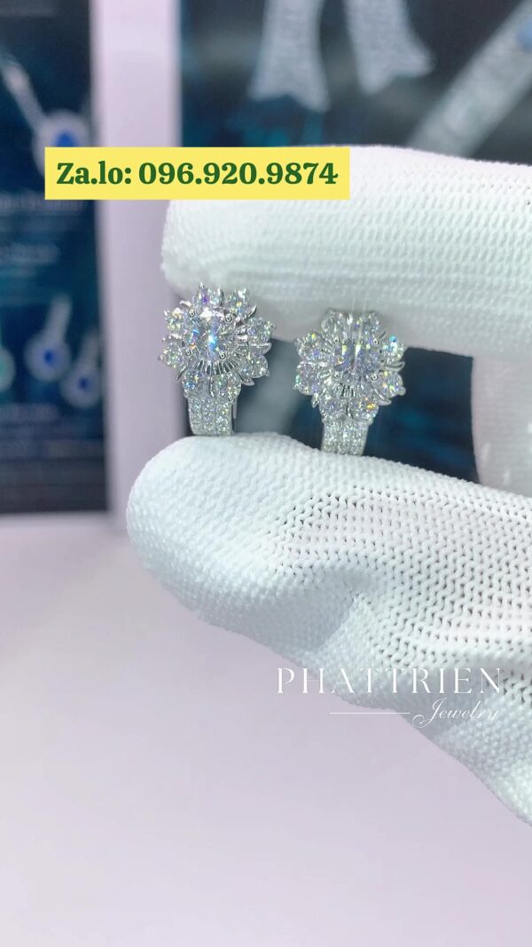Bông tai kim cương Moissanite GRA 4ly5 (B48844) - Hình ảnh 3