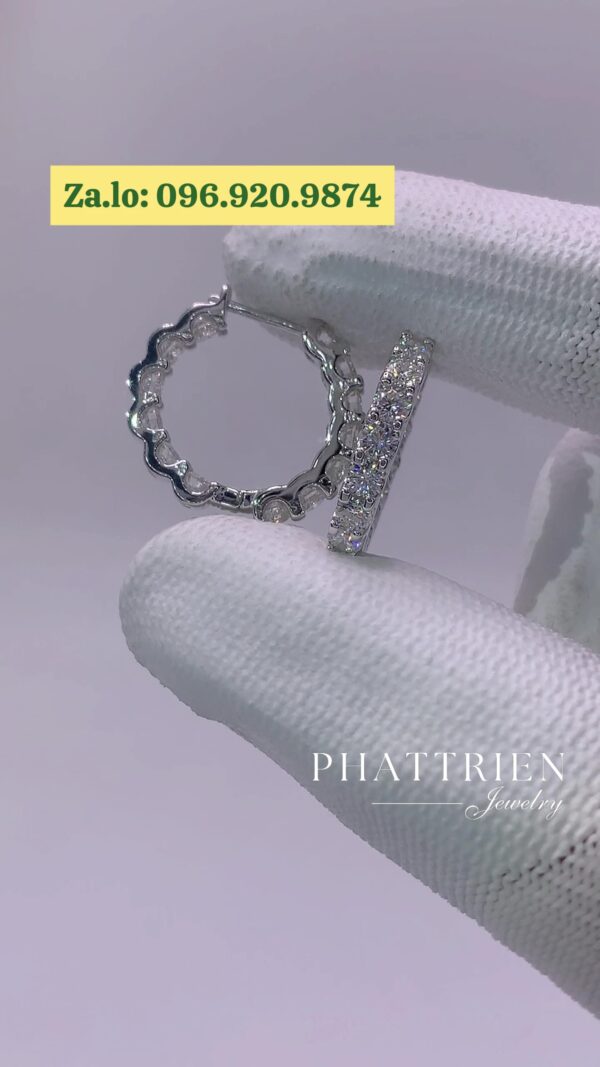 Bông tai kim cương Moissanite GRA khoen 3li (B85501) - Hình ảnh 3