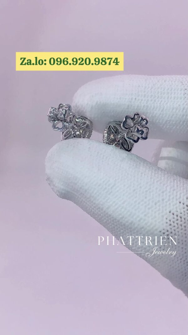 Bông tai kim cương Moissanite GRA halo vuông (B89081) - Hình ảnh 3