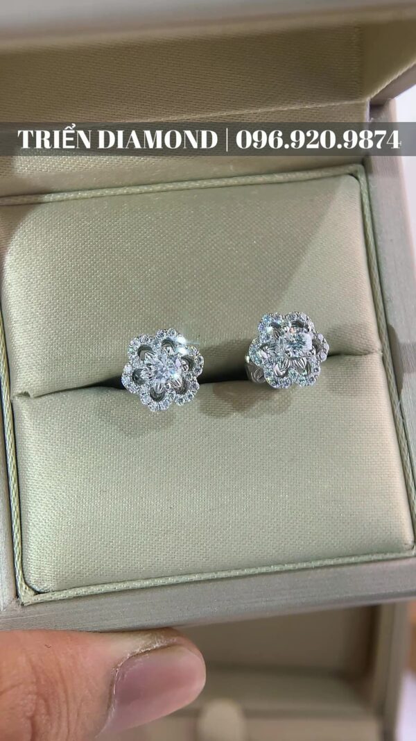 Bông tai kim cương Moissanite GRA hoa mai (B97377) - Hình ảnh 3