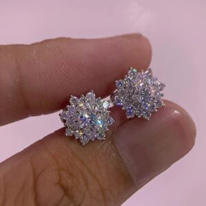 Bông tai kim cương Moissanite GRA hoa tuyết (B58627)