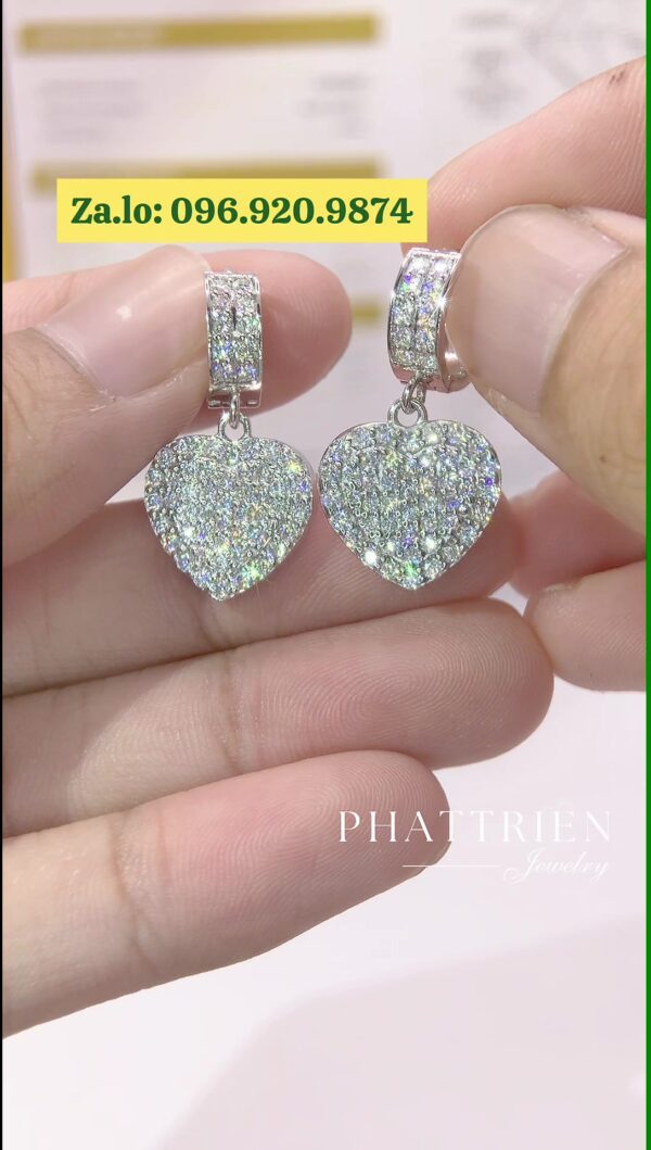 Bông tai kim cương Moissanite GRA tòn ten trái tim (B410557) - Hình ảnh 4