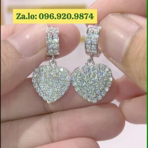 Bông tai kim cương Moissanite GRA tòn ten trái tim (B410557)