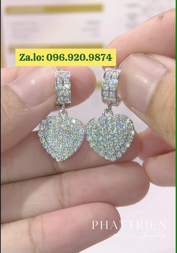 Bông tai kim cương Moissanite GRA tòn ten trái tim (B410557)