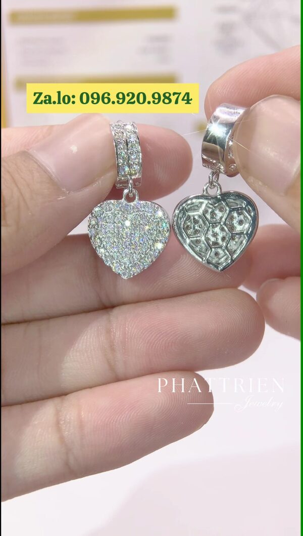 Bông tai kim cương Moissanite GRA tòn ten trái tim (B410557) - Hình ảnh 2