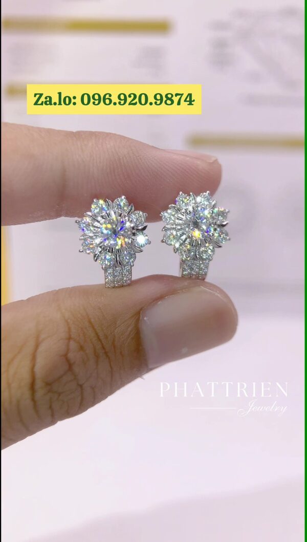 Bông tai kim cương Moissanite GRA 4ly5 (B48844)
