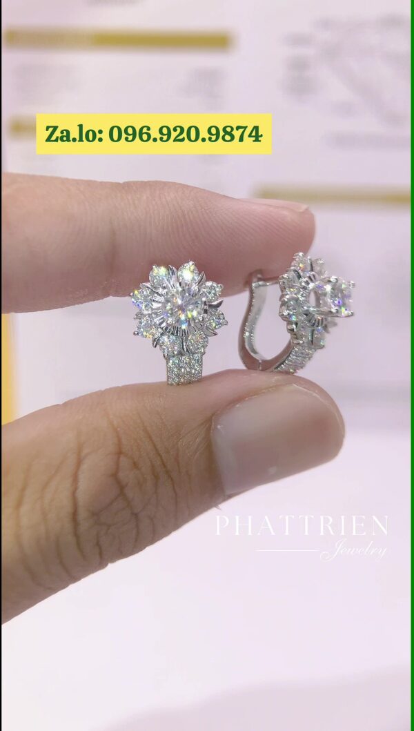 Bông tai kim cương Moissanite GRA 4ly5 (B48844) - Hình ảnh 4
