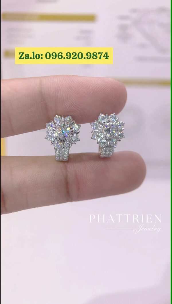 Bông tai kim cương Moissanite GRA 4ly5 (B48844) - Hình ảnh 2