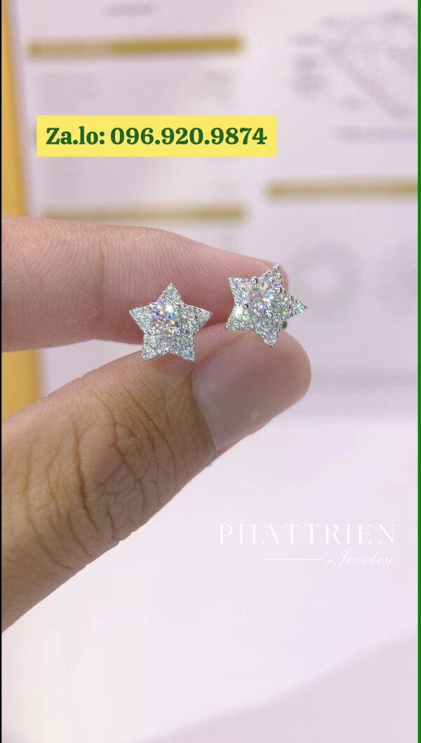 Bông tai kim cương Moissanite GRA ngôi sao (B87475) - Hình ảnh 4