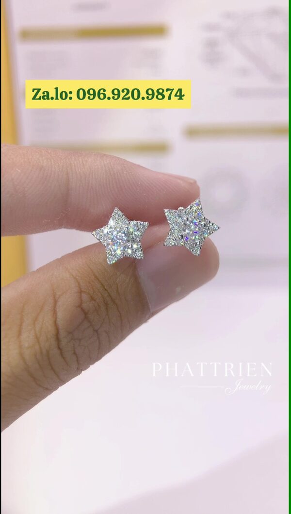 Bông tai kim cương Moissanite GRA ngôi sao (B87475)