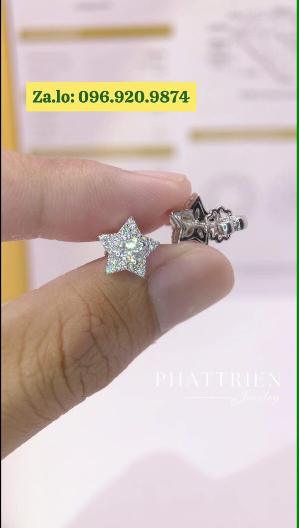 Bông tai kim cương Moissanite GRA ngôi sao (B87475) - Hình ảnh 3