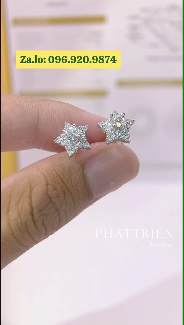 Bông tai kim cương Moissanite GRA ngôi sao (B87475) - Hình ảnh 2