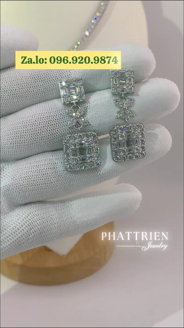 Bông tai kim cương Moissanite GRA tòn ten sang trọng (B822781) - Hình ảnh 2