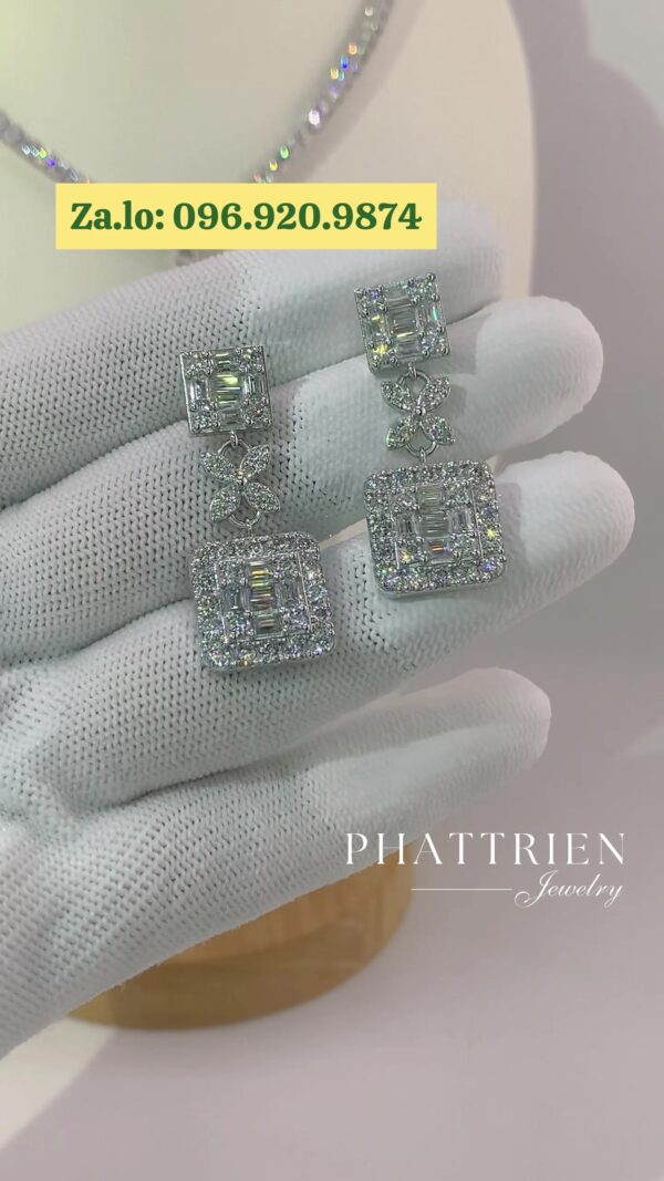 Bông tai kim cương Moissanite GRA tòn ten sang trọng (B822781)