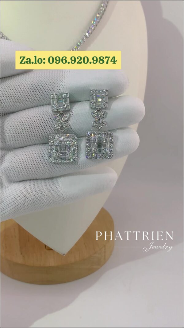 Bông tai kim cương Moissanite GRA tòn ten sang trọng (B822781) - Hình ảnh 3