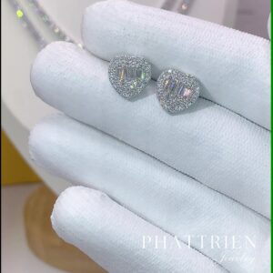 Bông tai kim cương Moissanite GRA trái tim (B48547)