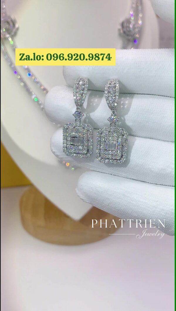 Bông tai kim cương Moissanite GRA tòn ten vuông (B813154) - Hình ảnh 4