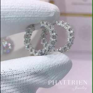 Bông tai kim cương Moissanite GRA khoen sang trọng (B417009)