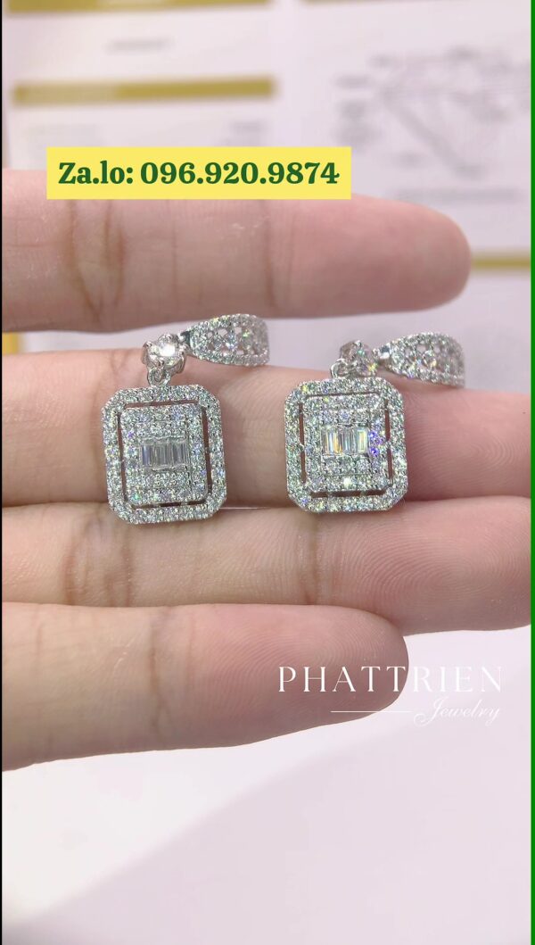 Bông tai kim cương Moissanite GRA tòn ten vuông (B813154) - Hình ảnh 7