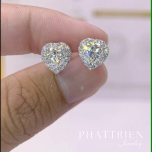 Bông tai kim cương Moissanite GRA trái tim (B79857)