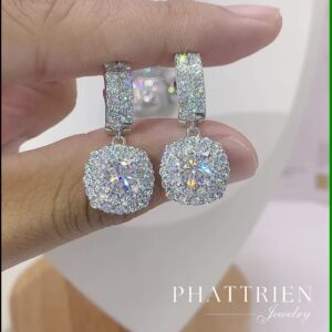 Bông tai kim cương Moissanite GRA tòn ten vuông (B613324)