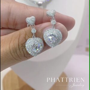 Bông tai kim cương Moissanite GRA tòn ten tim (B913347)