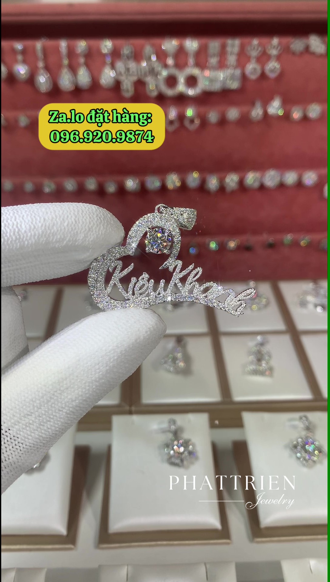 Mặt dây chuyền kim cương Moissanite GRA thiết kế tên theo yêu cầu (M314005) - Ảnh 3