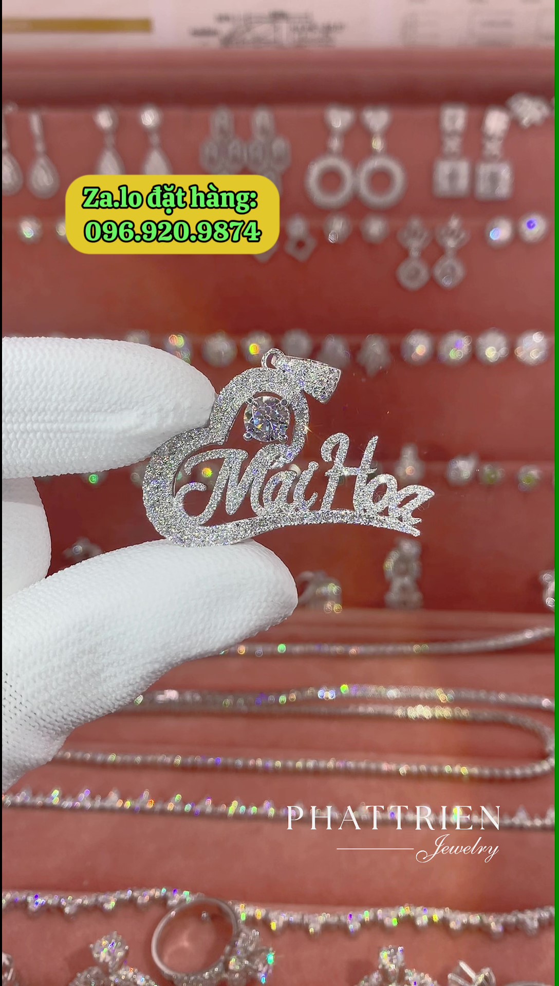 Mặt dây chuyền kim cương Moissanite GRA thiết kế tên theo yêu cầu (M314005) - Ảnh 2