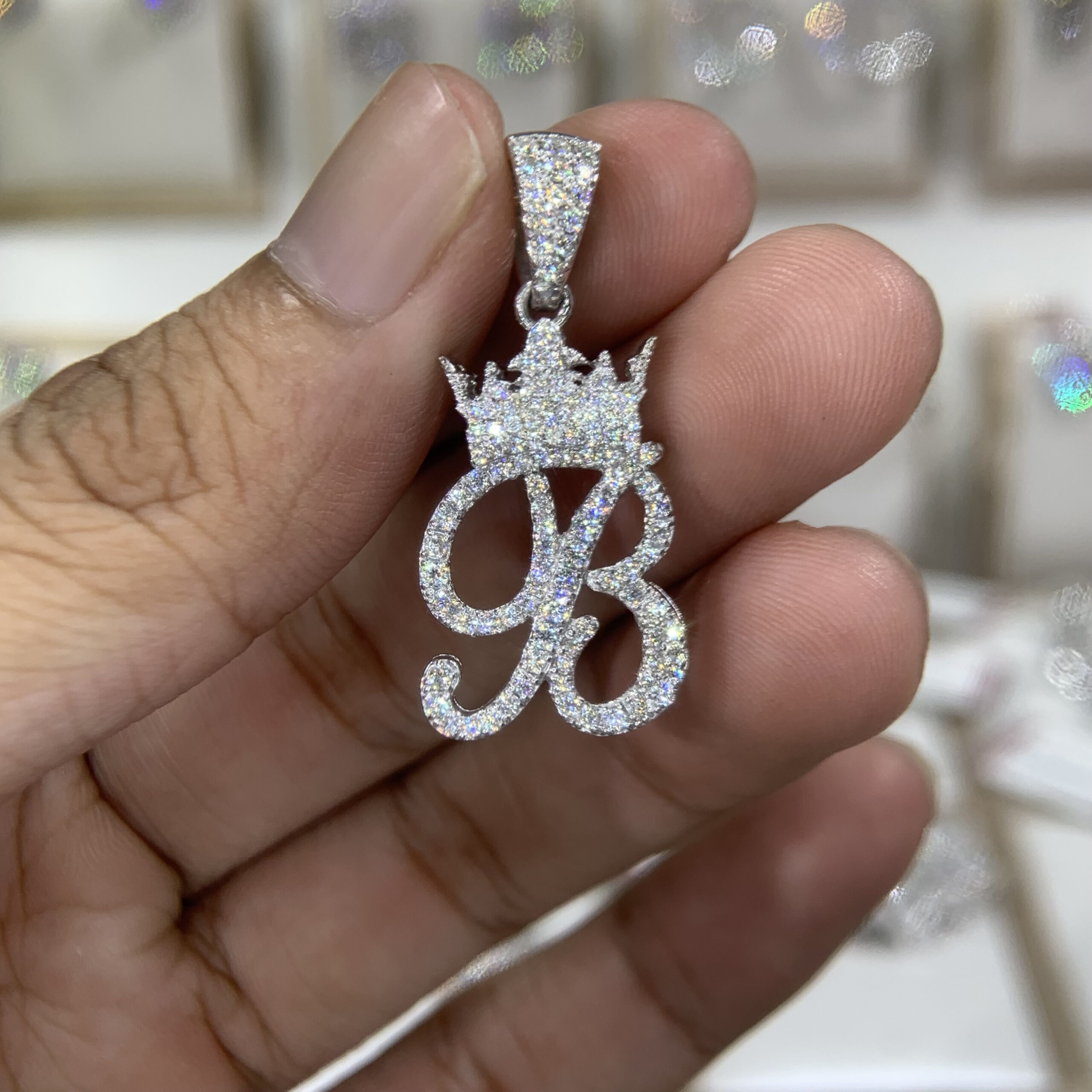 Mặt dây chuyền kim cương Moissanite GRA chữ B (M313604) - Ảnh 4