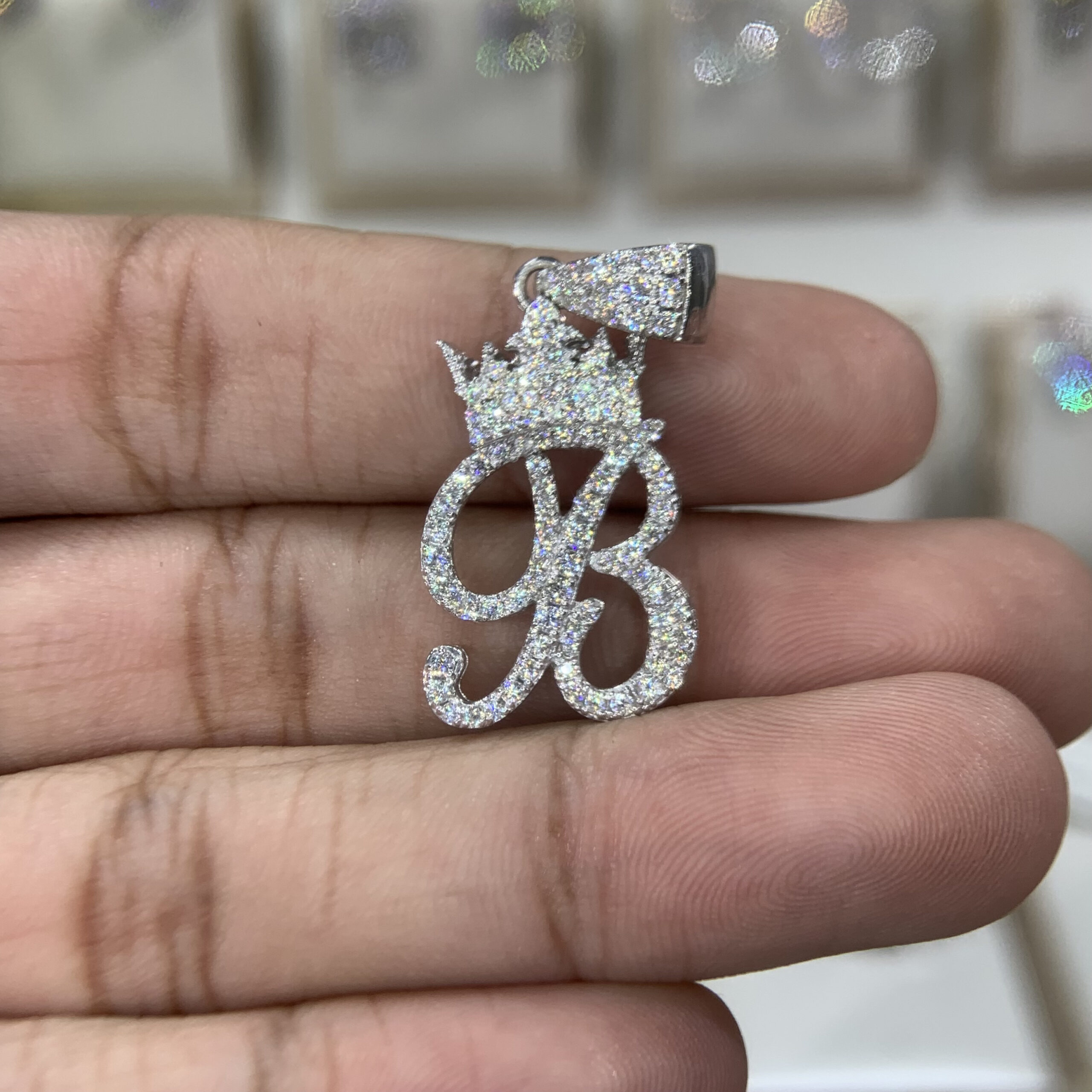 Mặt dây chuyền kim cương Moissanite GRA chữ B (M313604) - Ảnh 5