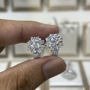 Bông tai kim cương Moissanite GRA hoa tia (B58844)