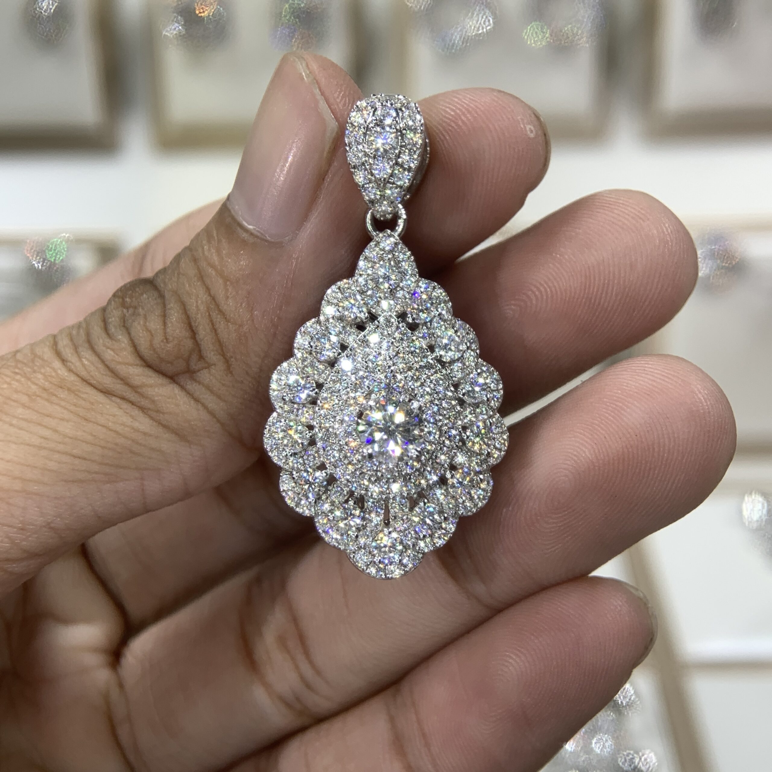 Mặt dây chuyền kim cương Moissanite GRA giọt nước (M916624) - Ảnh 2